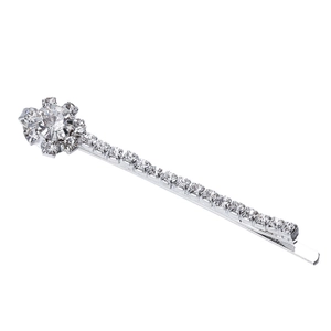 Elegante fermaglio per capelli in strass argento con design floreale e finitura lucida