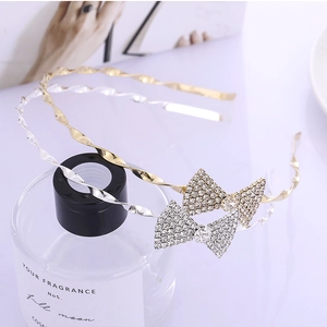 Serre Tête Élégant en Métal Torsadé Avec Nœud en Strass Étincelant Accessoires Cheveux pour Femmes Filles Mariage Fête
