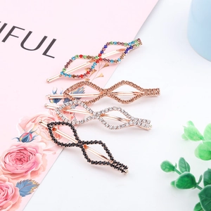 Elegant Rhinestone Hair Clips Alloy Rhombus Infinite Side Clips For Women Girls Daily Party Fashion Hair Accessories