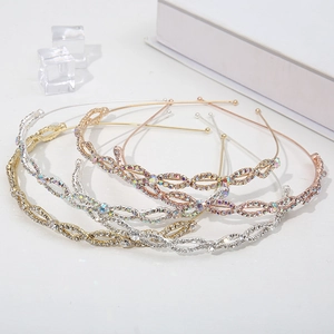 Serre-tête Élégant en Alliage de Zinc Avec Strass et Künstliche Perles de Culture pour Femmes Motif Vagues Luxe Doré Argenté Bijoux