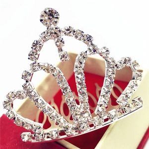 Silver Alloy Rhinestone Crown Hair Comb For Girls Princess Birthday Party Performance Elegant Decorative Kids Headpiece