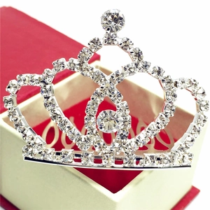Silberner Strass Kronen Haarkamm Herzform Legierung Prinzessin Tiara Für Mädchen Kinder Hochzeit Party Haarschmuck