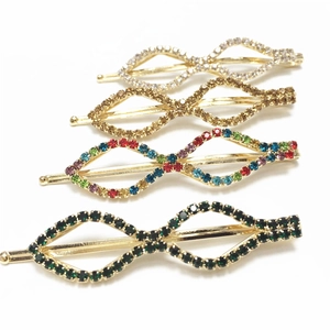 Elegant Korean style rhinestone hair clips set in infinity shape with multiple colors