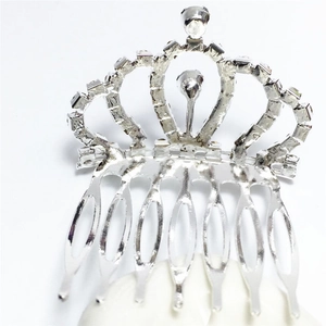 Peigne à cheveux couronne argenté élégant avec strass brillants pour mariée ou enfants