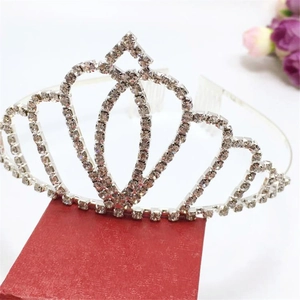 Elegant Kids Rhinestone Tiara Crown Alloy Silver Heart Shape Hair Comb For Girls Princess Wedding Party Performance Accessory
