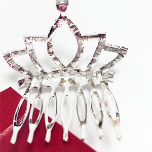 Elegant silver tiara hair comb with sparkling rhinestones for bridal or girls' hairstyling