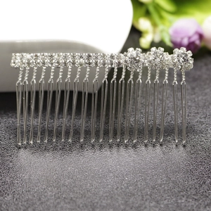 Silver bridal sunflower rhinestone hair comb with sparkling crystals for weddings