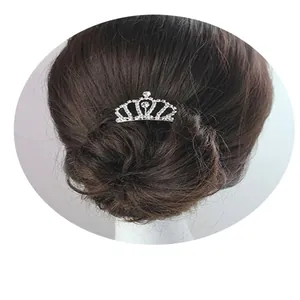 Mini Peigne à Cheveux Couronne Strass Diadème de Princesse pour Filles Fête Accessoires de Cheveux Alliage Argent