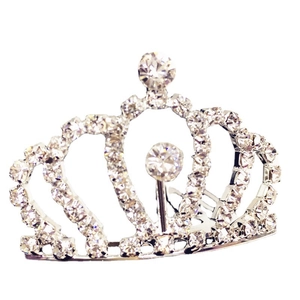 Peigne à cheveux couronne argentée avec strass pour coiffure de mariée et enfants