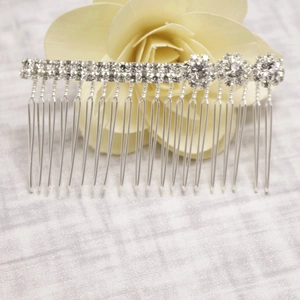Silver rhinestone sunflower hair comb for bridal wedding hairstyles with 20-tooth structure