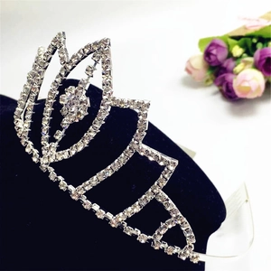 Tiare Couronne en Strass Élégante pour Enfants Peigne à Cheveux Fleur en Alliage d'Argent pour Mariage et Anniversaire