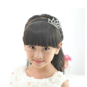 Elegant kids silver tiara headband with sparkling rhinestones for parties and girls