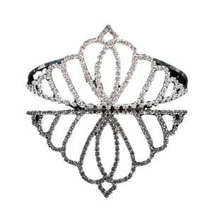 Exquisite silver heart crown hair accessory with sparkling rhinestones for girls