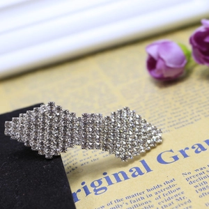 Sparkling geometric rhinestone hair clip with silver alloy base for elegant styling