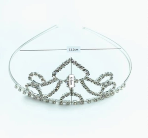 Serre-tête diadème de mariée argenté avec strass, largeur 11,2 cm et hauteur 4,4 cm