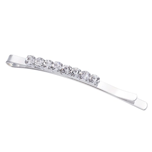 Barrette à cheveux minimaliste argentée avec neuf strass pour un style élégant