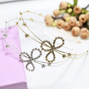 Elegant Double Layer Alloy Rhinestone Headband Crystal Butterfly Flower Hair Accessories For Women Wedding Party Headpiece