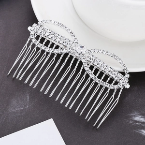 Peigne à cheveux nœud en strass argenté étincelant pour les coiffures de mariée