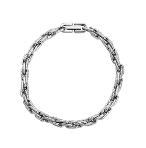 Mens vintage Mobius titanium steel woven chain necklace with industrial clasp closure