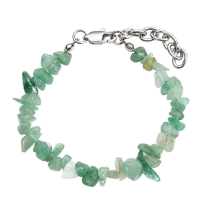 Hip hop style natural green stone beaded necklace with adjustable silver clasp closure