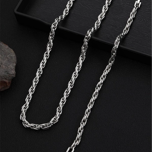 Polished stainless steel Mobius rope chain necklace with a durable clasp for men
