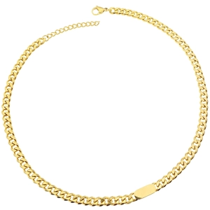 Collana a catena cubana dorata con targhetta identificativa e chiusura a moschettone da uomo
