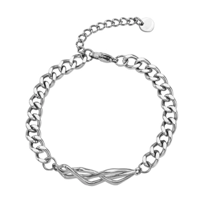 Bracelet en Acier Titane avec Plaque Torsadée Chaîne Gourmette pour Hommes Femmes Hip Hop Design Minimaliste Réglable Bijoux de Main Cadeau