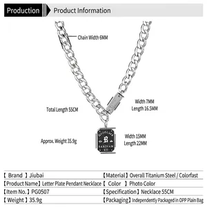 Halskette aus Titanstahl mit Good Luck Plakette und 55 cm Kette für Herren und Damen