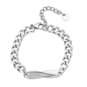 Bracelet épines en acier titane poli avec chaîne à gourmette et fermoir mousqueton