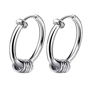 Minimalist Titanium Steel Hoop Earrings For Unisex Multi Ring Decoration Polished Silver Stainless Steel Ear Studs Jewelry