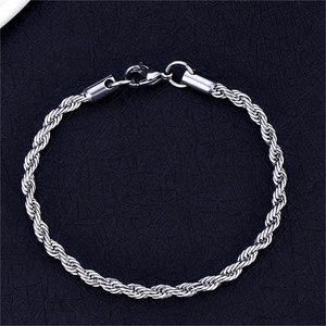 Bracelet Chaîne Corde Hip Hop Acier Inoxydable Maillon Torsadé Bijoux Minimalistes Hommes Femmes Unisexe Streetwear