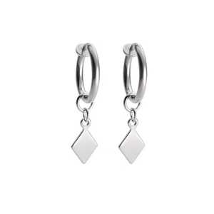 Boucles d'oreilles pendantes losange en acier titane poli pour hommes et femmes