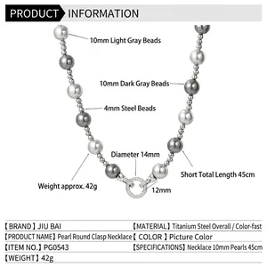 Collier de perles de Tahiti dégradées de 10 mm avec chaîne en acier titane de 45 cm