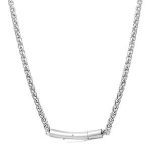 Sleek stainless steel dragon chain necklace with a polished cylindrical tube clasp for men