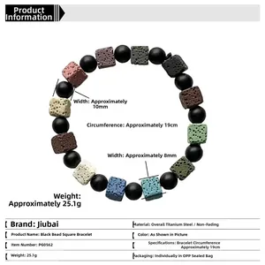 Detaillierte Größenangaben für 8mm/10mm schwarze Vulkansteinperlen und Stahlarmband