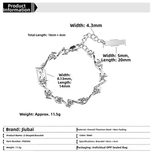 Detailansicht der Titanstahl Gliederkette mit 18+4cm Verlängerung und rechteckigem Anhänger