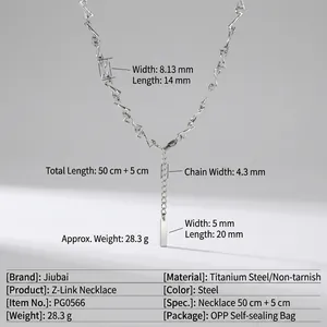 Geometrische Titanstahl-Gliederkette mit rechteckigem Anhänger und verstellbarer Länge