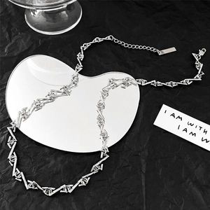 Titanstahl Geometrisch Z Form Kette Halskette Herren Damen Industriestil Poliert Minimalistisch Hip Hop Schlüsselbeinkette Schmuck