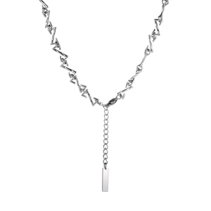 Polierte silberne Titanstahl-Blitzgliederkette mit Industrie-Tag im Punk-Stil