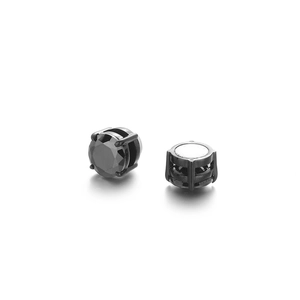 Magnet-Ohrstecker für Herren mit schwarzem Zirkonia in Titanstahl-Fassung, ohne Loch