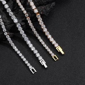 Bracelets tennis classiques en or et argent sertis de zircone cubique sur pierre noire