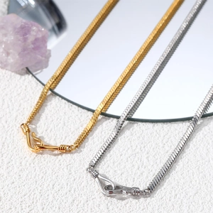 Minimalist Titanium Steel Snake Bone Chain Necklace For Women Men Flat Snake Chain Clavicle Necklace Fashion Jewelry Gift