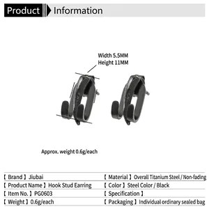Minimalist black titanium steel claw drop earrings with waterproof non-fade finish
