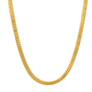 Minimalist gold snake chain necklace with vertical engraved texture in stainless steel
