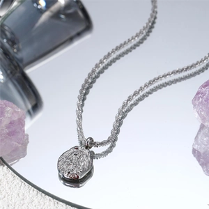 Minimalist Titanium Steel Lava Texture Round Disc Pendant Necklace For Women Irregular Geometric Clavicle Chain Jewelry Gift