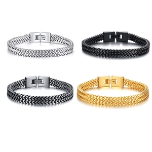 Bracelet Chaîne de Blé Tressé en Acier Inoxydable Homme Métal Poli Maillons Géométriques Bijoux Vintage Masculin