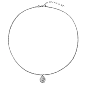 Polished silver geometric round pendant necklace with textured hammered finish for women