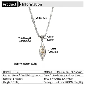 Collier vintage avec pendentif totem soleil en acier inoxydable pour hommes et femmes