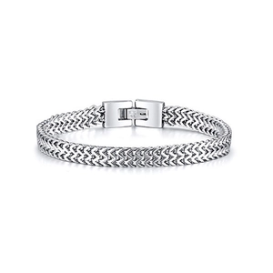 Bracelet pour homme en acier inoxydable tissé avec fermoir à rabat poli