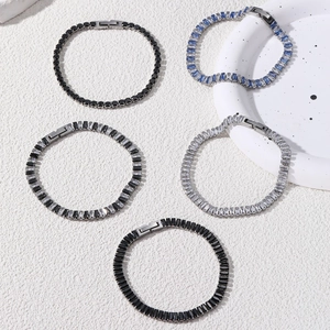 Ensemble de bracelets tennis en acier inoxydable avec pierres zircons pour hommes et femmes